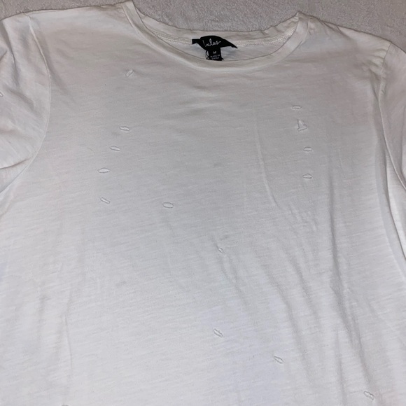 Lulu's Distressed White Tee - Picture 2 of 10